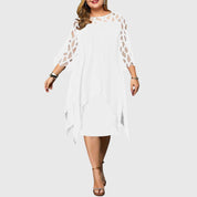 Margeline Fontverre | Purple Plus Size Lace Chiffon Midi Dress
