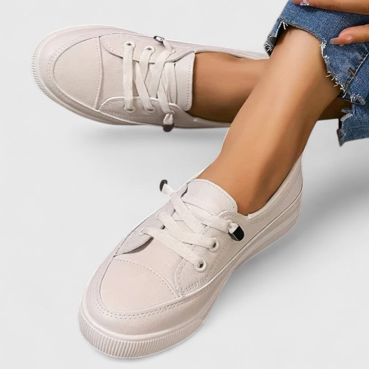 Emmeline Beaufort | White Lace-Up Orthopedic Sneakers