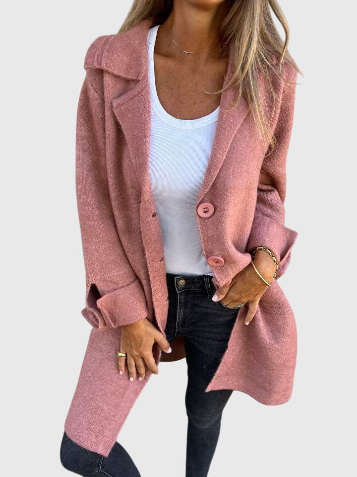 Camille Fontaine | Pink Button-Front Blazer Coat