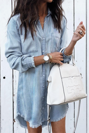 Théophile Beauclaire | Washed Denim Shirt Dress Long Sleeve