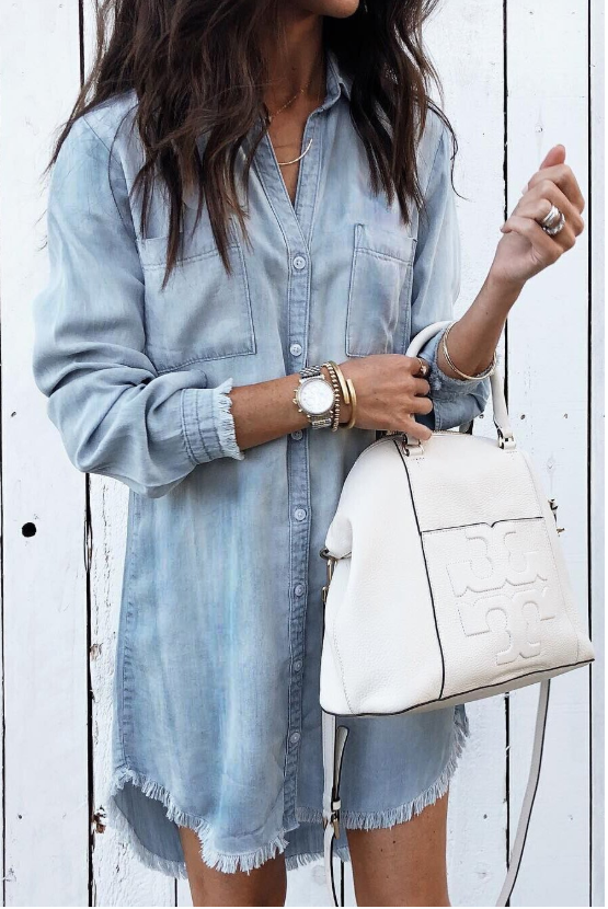 Théophile Beauclaire | Washed Denim Shirt Dress Long Sleeve