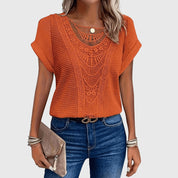 Isabeau Lennox | Cream Lace Detail Waffle Knit Top