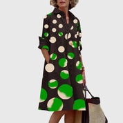 Genevra Whitfield | Red Midi Shirt Dress with Pockets