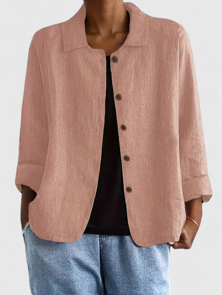 Philippa Ashmore | Pink Linen-Blend Button-Front Shirt