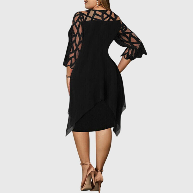 Margeline Fontverre | Purple Plus Size Lace Chiffon Midi Dress