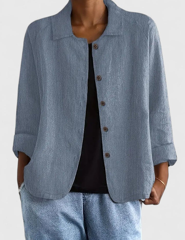 Philippa Ashmore | Pink Linen-Blend Button-Front Shirt