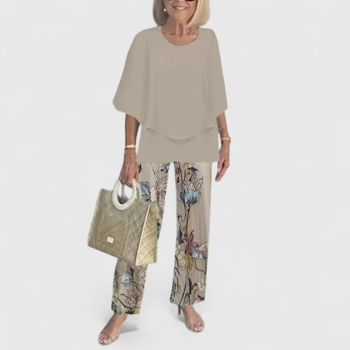 Eliane Vosbourne | Floral Print Wide-Leg Pants Matching Set