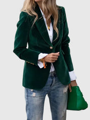 Vivienne Caldwell | Navy Velvet Single-Button Blazer