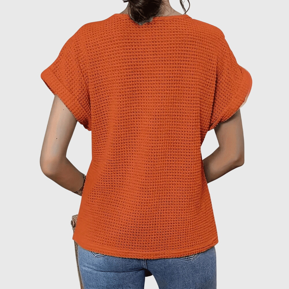 Isabeau Lennox | Cream Lace Detail Waffle Knit Top