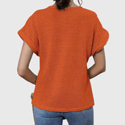 Isabeau Lennox | Cream Lace Detail Waffle Knit Top