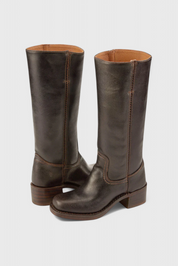 Beatrice Langford | Tan Leather Knee-High Western Boots