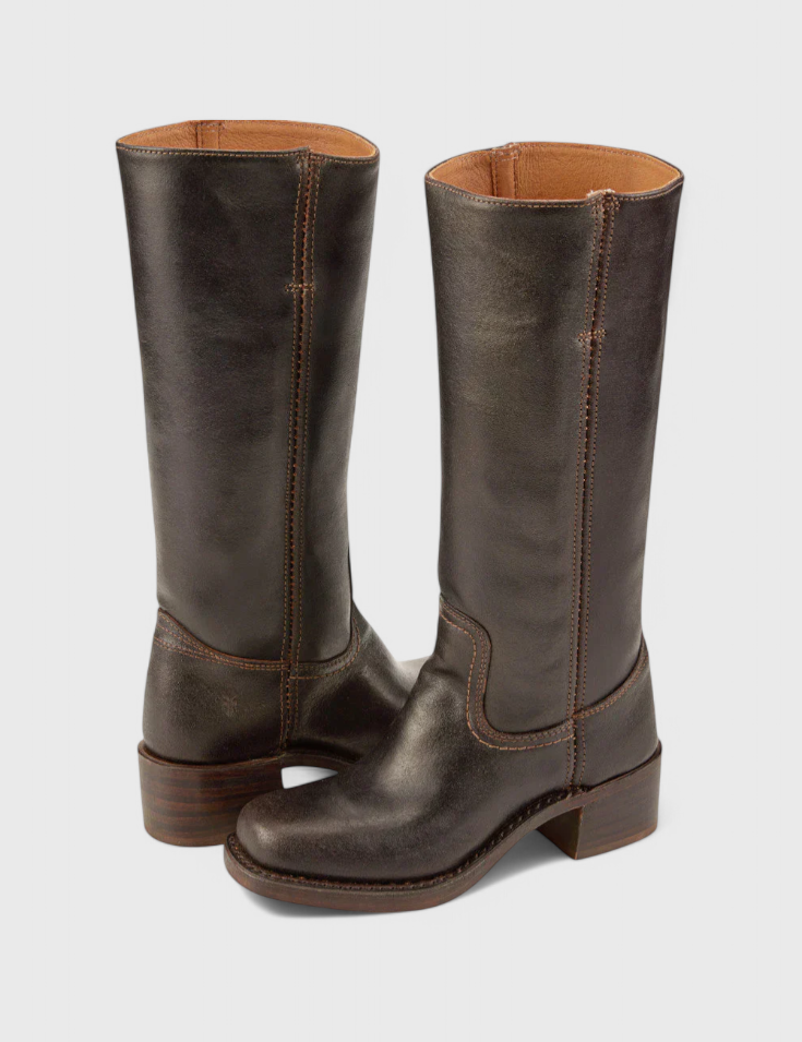 Beatrice Langford | Tan Leather Knee-High Western Boots