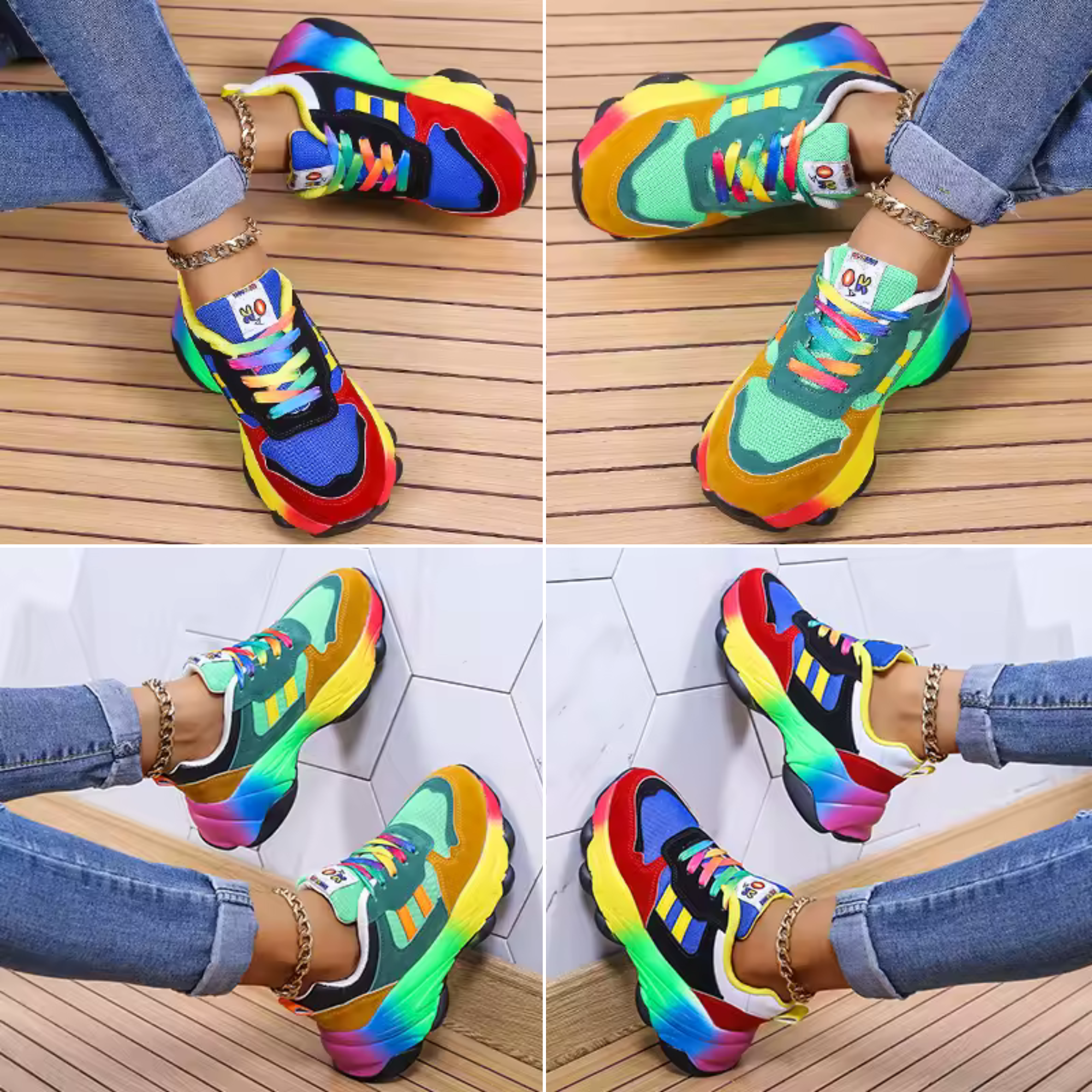 Violette Charpentier | Rainbow Platform Orthopedic Chunky Sneakers