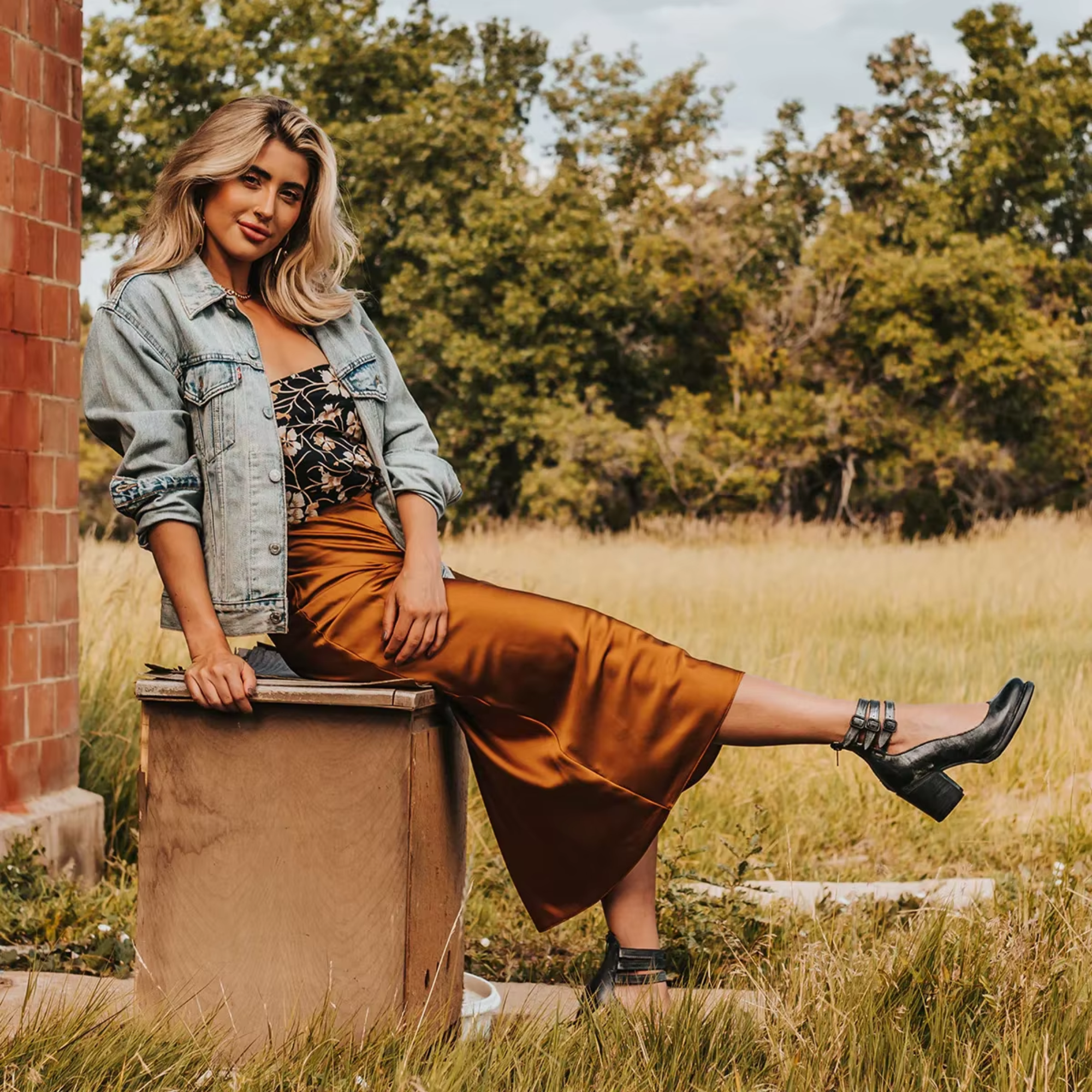 Eleanora Vosswick | Tan Leather Block Heel Ankle Boot with Double Buckle Straps