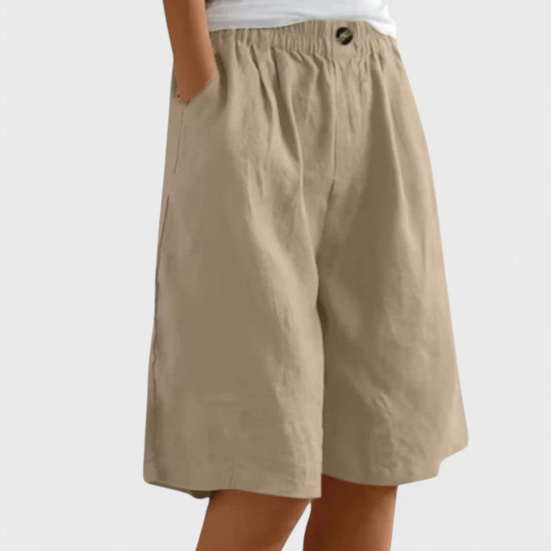 Dominique Chastelier | Army Green Linen Bermuda Shorts