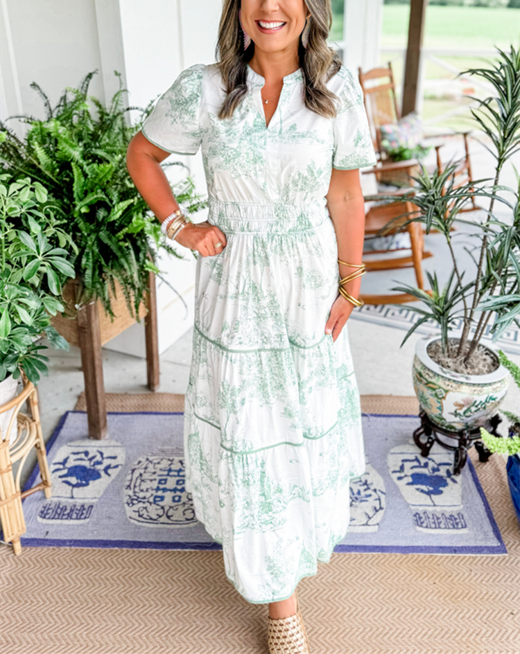 Marguerite Vosclaire | Classic Toile Maxi Dress in White & Brown