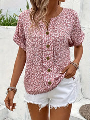 Rosette Hargreaves | Pink Floral Print Button-Up Blouse