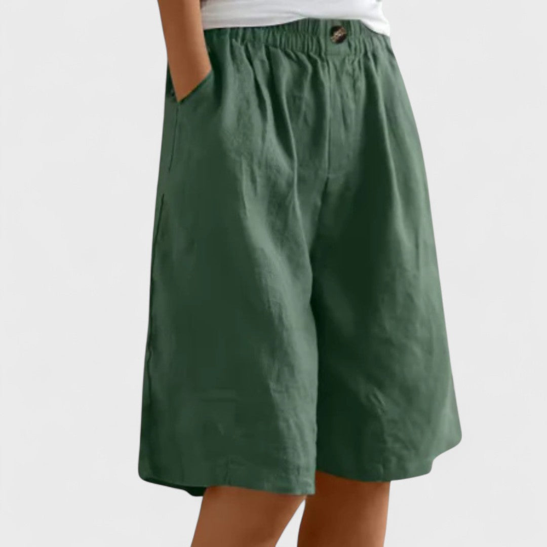 Dominique Chastelier | Army Green Linen Bermuda Shorts
