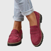 Clarisse Dunmore | Black Suede Platform Penny Loafers