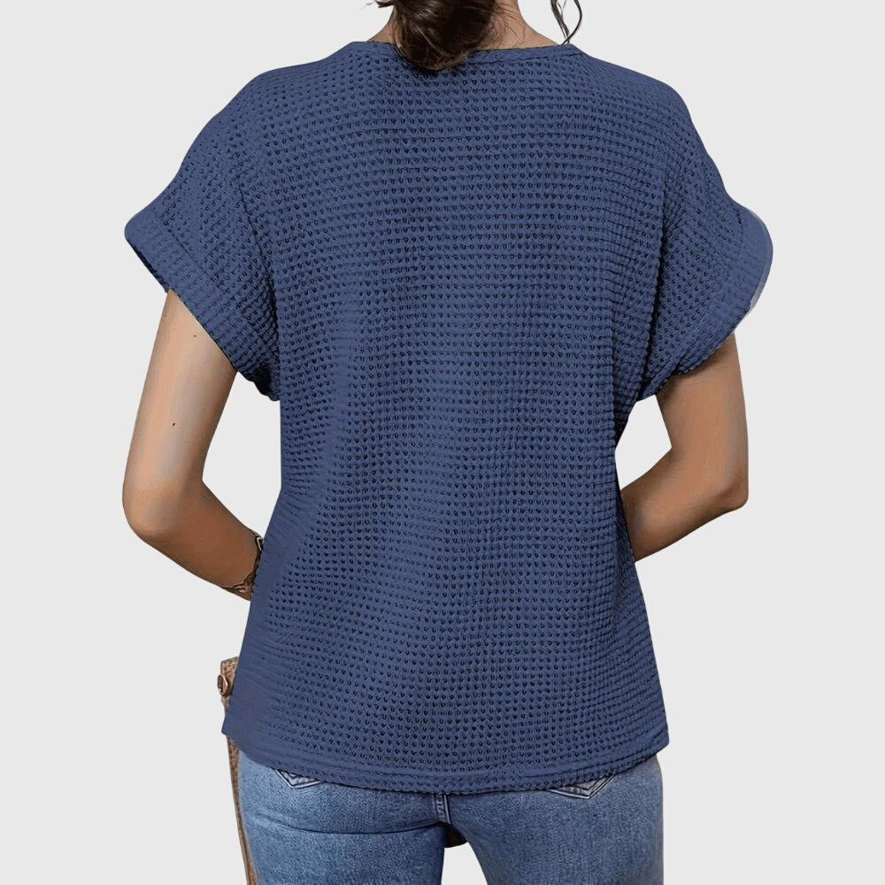 Isabeau Lennox | Cream Lace Detail Waffle Knit Top