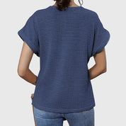 Isabeau Lennox | Cream Lace Detail Waffle Knit Top