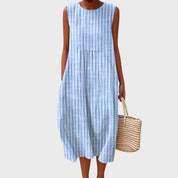 Lilliana Vercourt | Tiered Plaid Midi Dress Sleeveless