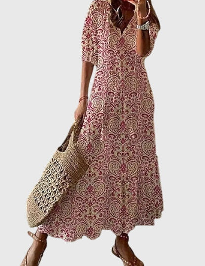 Cressida Montvallon | Blue Ikat Print Boho Maxi Dress