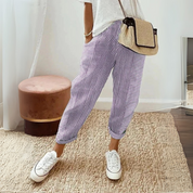 Lisette Dujardin | Pink Striped Elastic Waist Cropped Pants