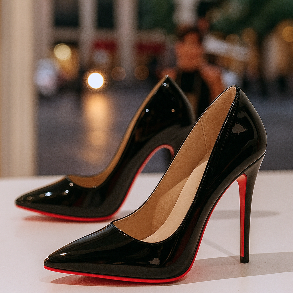 Genevra Blackmore | Black Patent Pointed-Toe Stiletto Heels