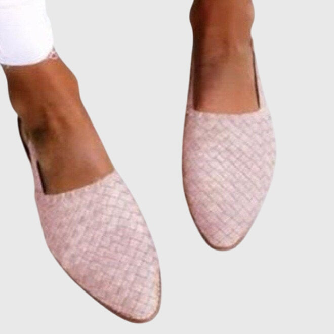Marguerite Dawnfield | Tan Woven Flat Loafer – Orthopedic Support