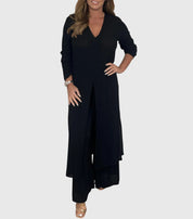 Vivienne Lacourte | Sage Green Long Blouse & Wide-Leg Pants Matching Set