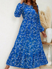 Delphine Ravenscourt | Floral Print Bishop Sleeve Smocked Waist Maxi Dress