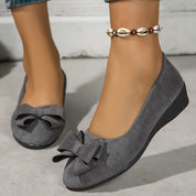 Brigitte Fontenelle | Grey Bow Detail Orthopedic Ballet Flats