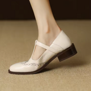 Vivienne Marcourt | Leather T-Strap Mary Jane Shoes with Brogue Detail