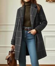 Sylviane Beaumont-Lacroix | Green Plaid Wool-Blend Lapel Overcoat