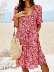 Coralie Vanbright | Blue Ditsy Floral Flutter Sleeve Smock Midi Dress