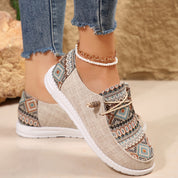 Theodora Kensington | Women's Tribal Print Canvas Slip-On Sneakers