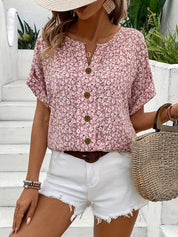 Rosette Hargreaves | Pink Floral Print Button-Up Blouse