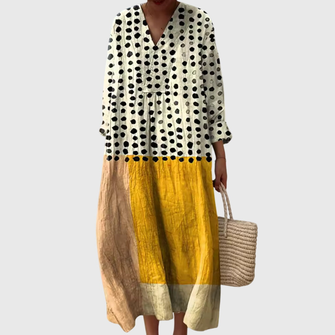 Camille Dutrieux | Colorblock Patchwork Stripe Maxi Dress