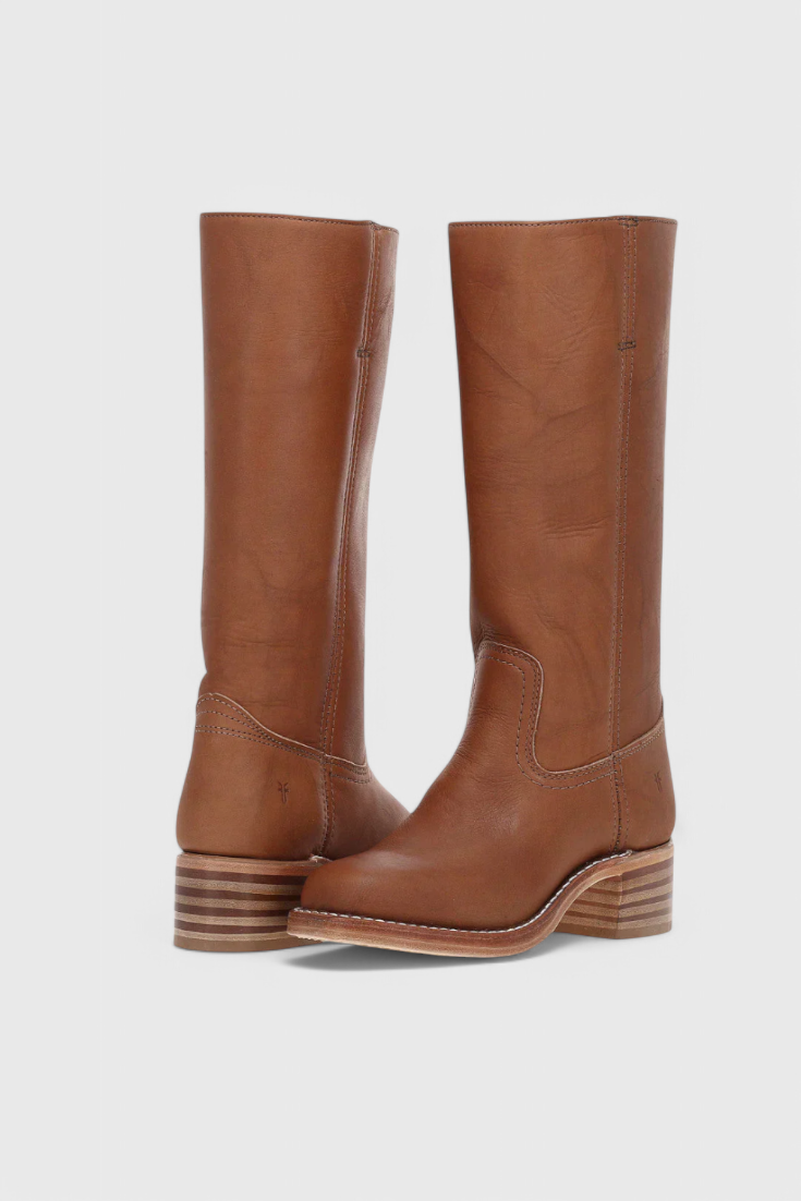 Beatrice Langford | Tan Leather Knee-High Western Boots