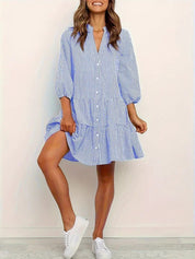Elaine Rosecourt | Pink Gingham Button-Down Mini Dress with 3/4 Sleeves