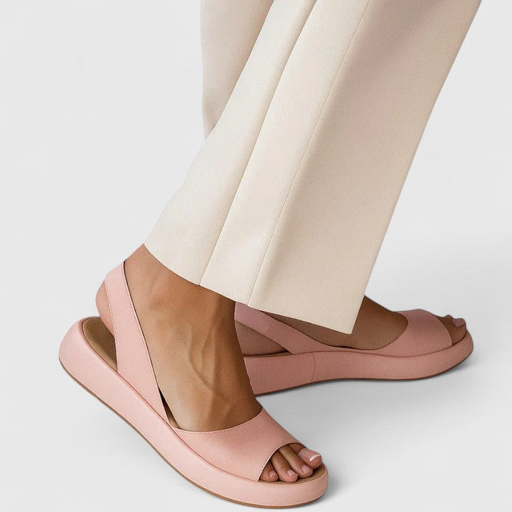 Seraphelle Duchêne | Yellow Open Toe Platform Wedge Slingback Sandals