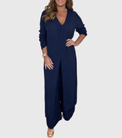 Vivienne Lacourte | Sage Green Long Blouse & Wide-Leg Pants Matching Set