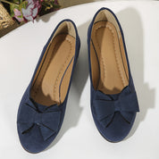 Amélie Tourneau | Black Bow Detail Suede Ballet Flats