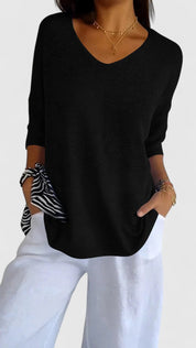 Nicolette Ashbourne | Sage Green V-Neck Knit Sweater Top