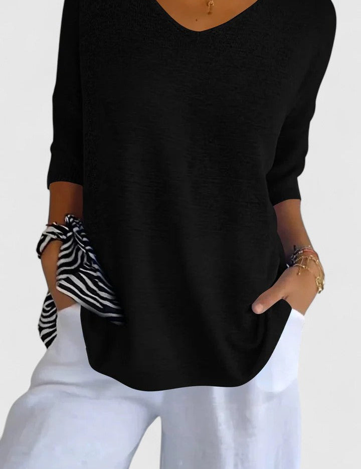 Nicolette Ashbourne | Sage Green V-Neck Knit Sweater Top