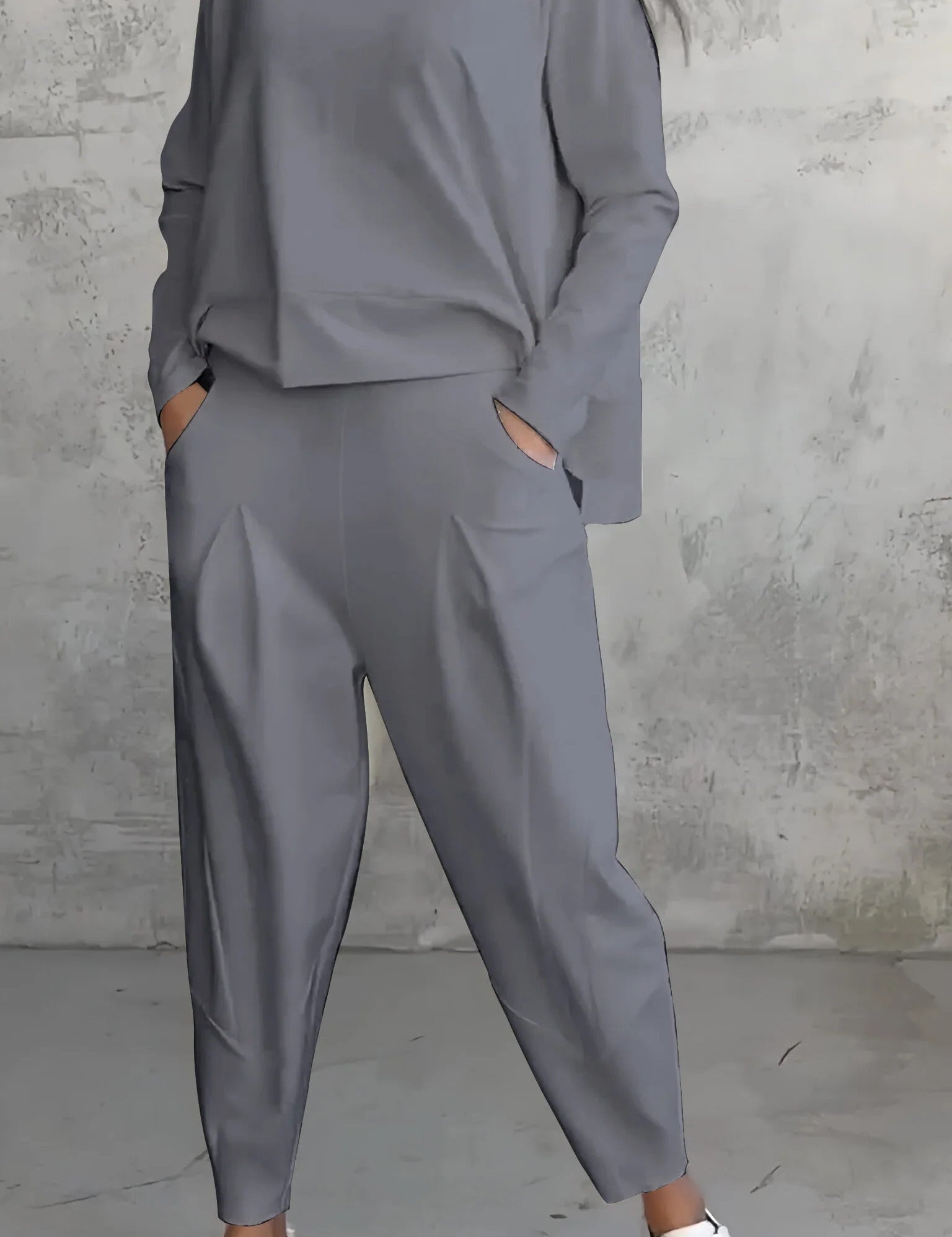 Elaine Beauvoisin | Cream Two-Piece Lounge Set Long Sleeve Top & Pants