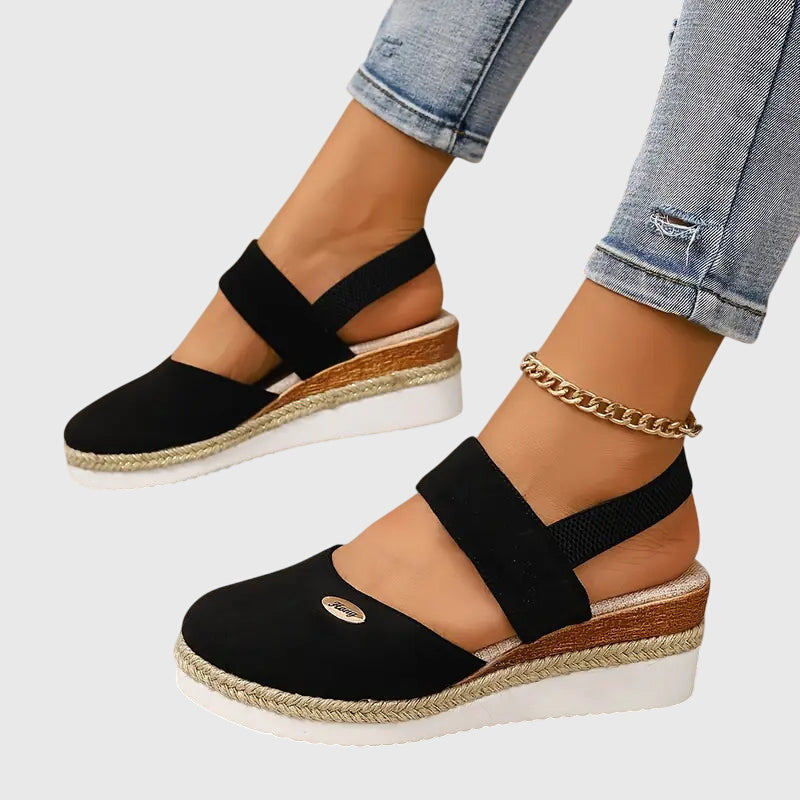 Marceline Fontverre | Beige Espadrille Wedge Orthopedic Sandals