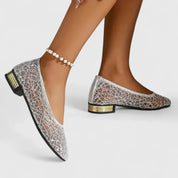 Natalie Chesterbourne | Gold Lace Orthopedic Flat Loafers