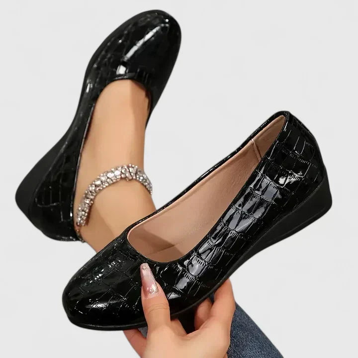 Rosalinde Fairmore | Brown Quilted Wedge Orthopedic Loafers